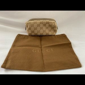 Gucci Beige/Gold GG Canvas Small Cosmetic Bag